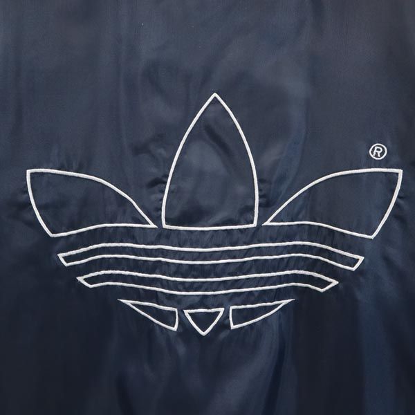 adidas アディダス 80s ヴィンテージ トレフォイルロゴ ベンチコート M ネイビー 裏キルティング メンズ