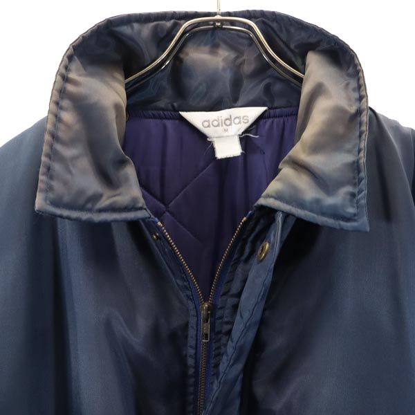 adidas アディダス 80s ヴィンテージ トレフォイルロゴ ベンチコート M ネイビー 裏キルティング メンズ