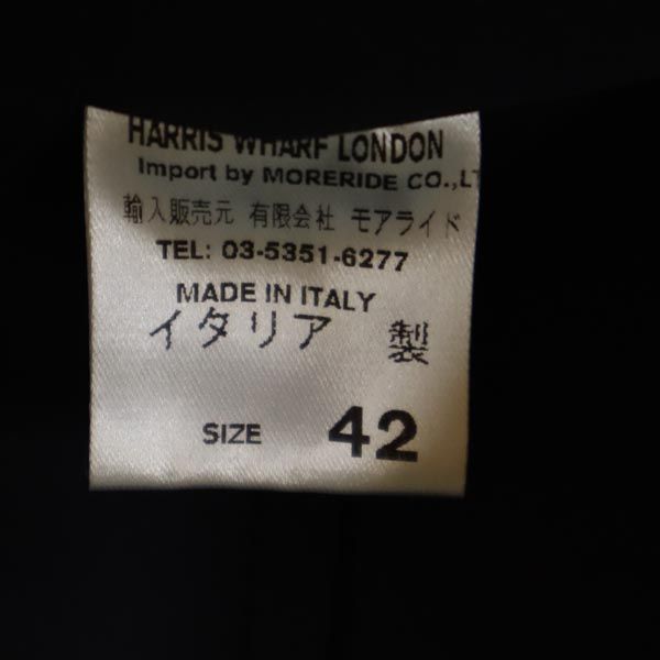 HARRISWHARFLONDON ハリスワーフロンドン イタリア製 長袖 ノーカラーコート 42 ネイビー系 レディース