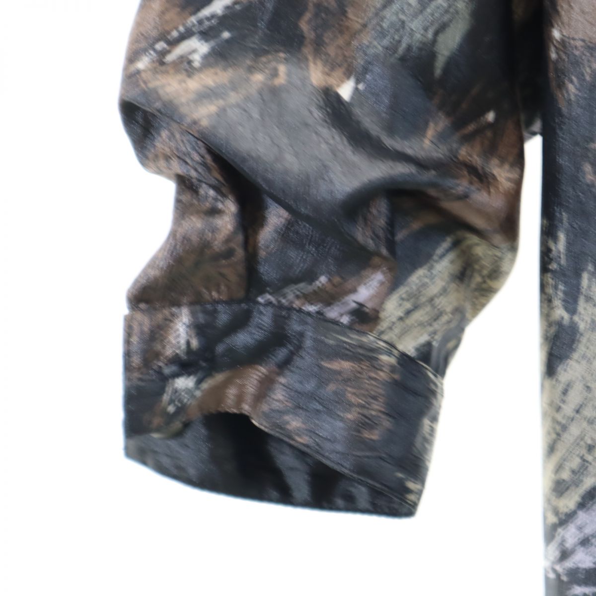 OLD オールド 日本製 デザイン 総柄 リバーシブル 開襟 コート M ブラック系 メンズ