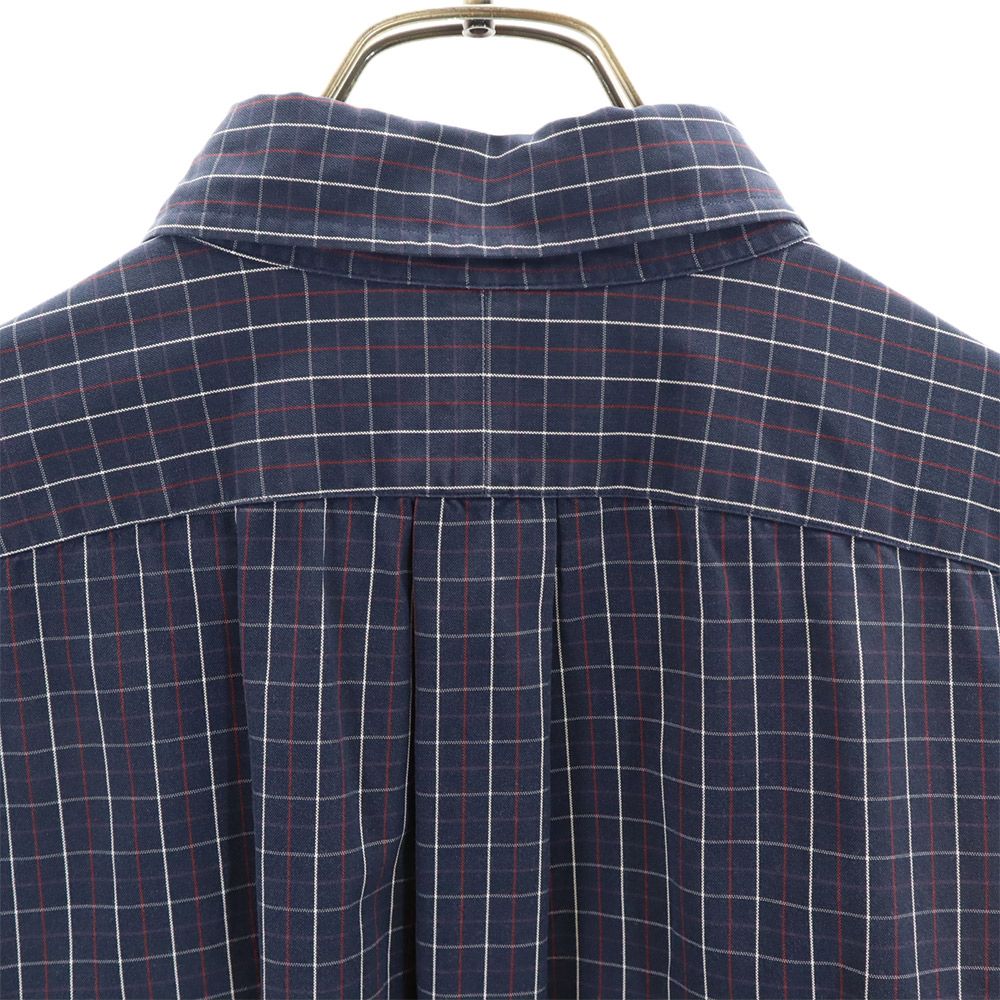 RALPH LAUREN ラルフローレン チェック柄 長袖 ボタンダウンシャツ 17 1/2 ネイビー ビッグサイズ メンズ