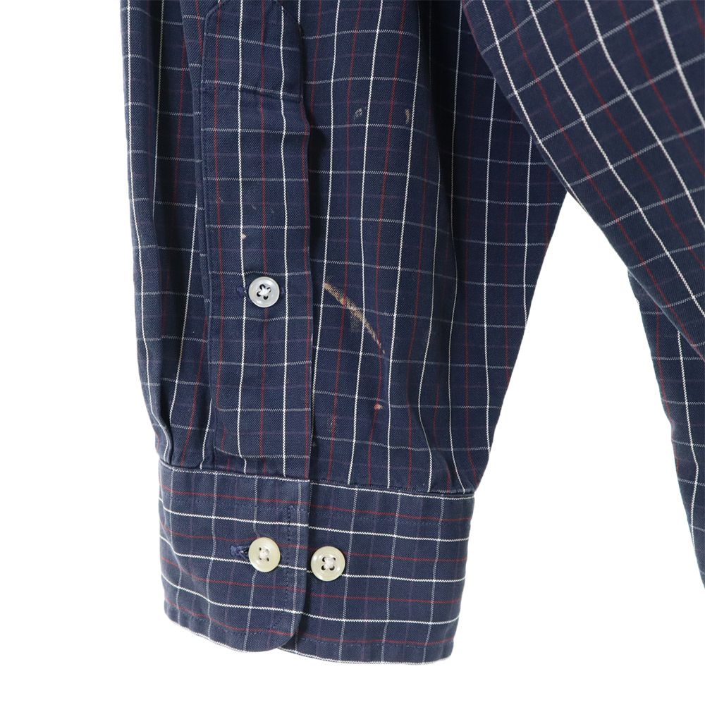 RALPH LAUREN ラルフローレン チェック柄 長袖 ボタンダウンシャツ 17 1/2 ネイビー ビッグサイズ メンズ