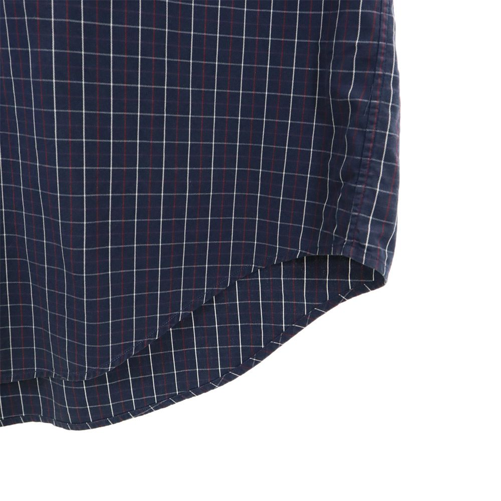 RALPH LAUREN ラルフローレン チェック柄 長袖 ボタンダウンシャツ 17 1/2 ネイビー ビッグサイズ メンズ