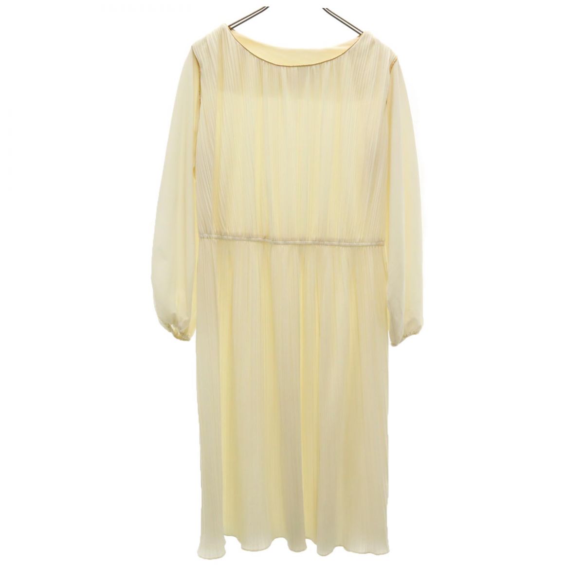 Sears シアーズ 70s ヴィンテージ 長袖 プリーツ 膝丈ワンピース 14 アイボリー系 レディース