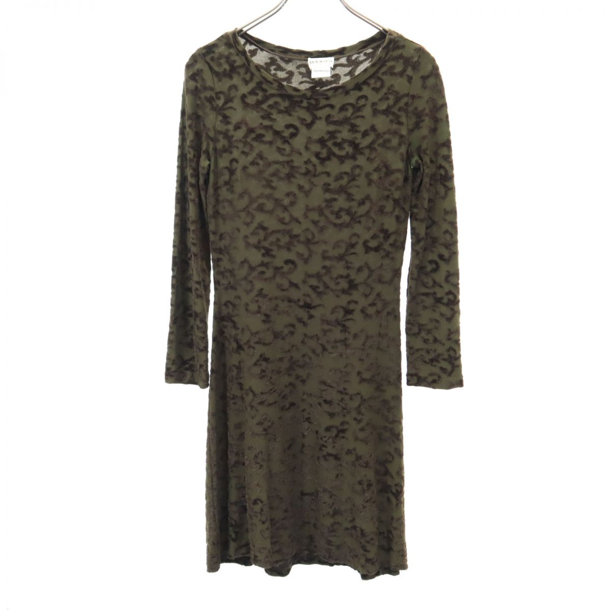 MAX&CO マックスアンドコー イタリア製 総柄 長袖 カットソー ミニワンピース S カーキ系 tricot レディース