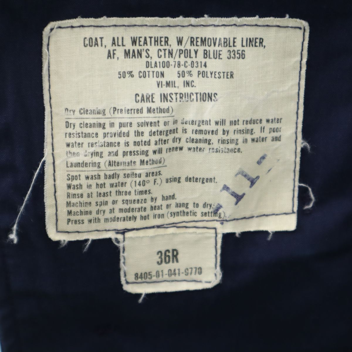 US ARMY アメリカ軍 70s DLA ヴィンテージ オールウェザーコート ステンカラーコート 36R ネイビー メンズ