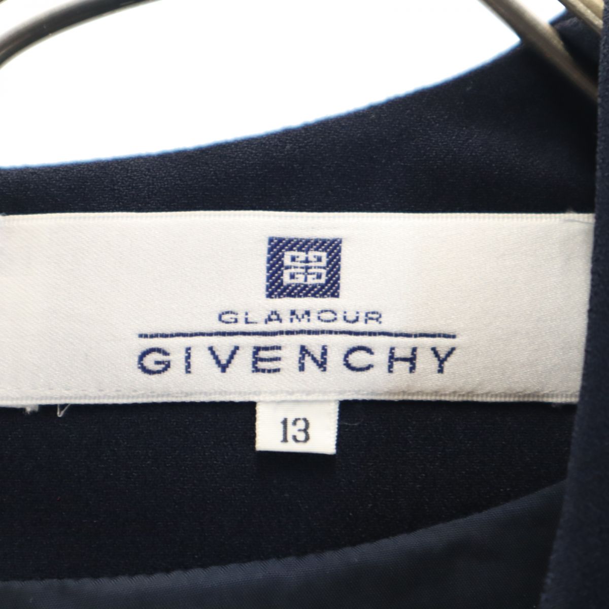 GIVENCHY ジバンシィ 日本製 半袖 膝丈ワンピース 13 ネイビー レディース