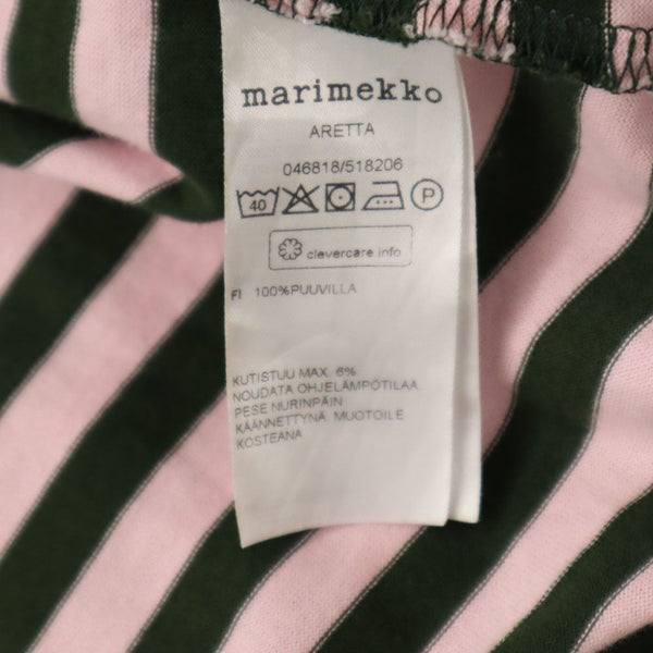 マリメッコ ボーダー柄 長袖 Tシャツ ワンピース ピンク×グリーン marimekko レディース