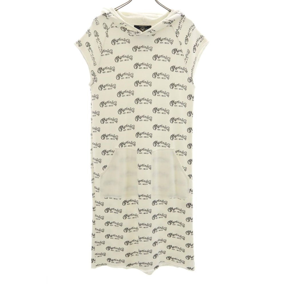 NEIGHBORHOOD ネイバーフッド 日本製 総柄 ノースリーブ ワンピース S ホワイト フード レディース