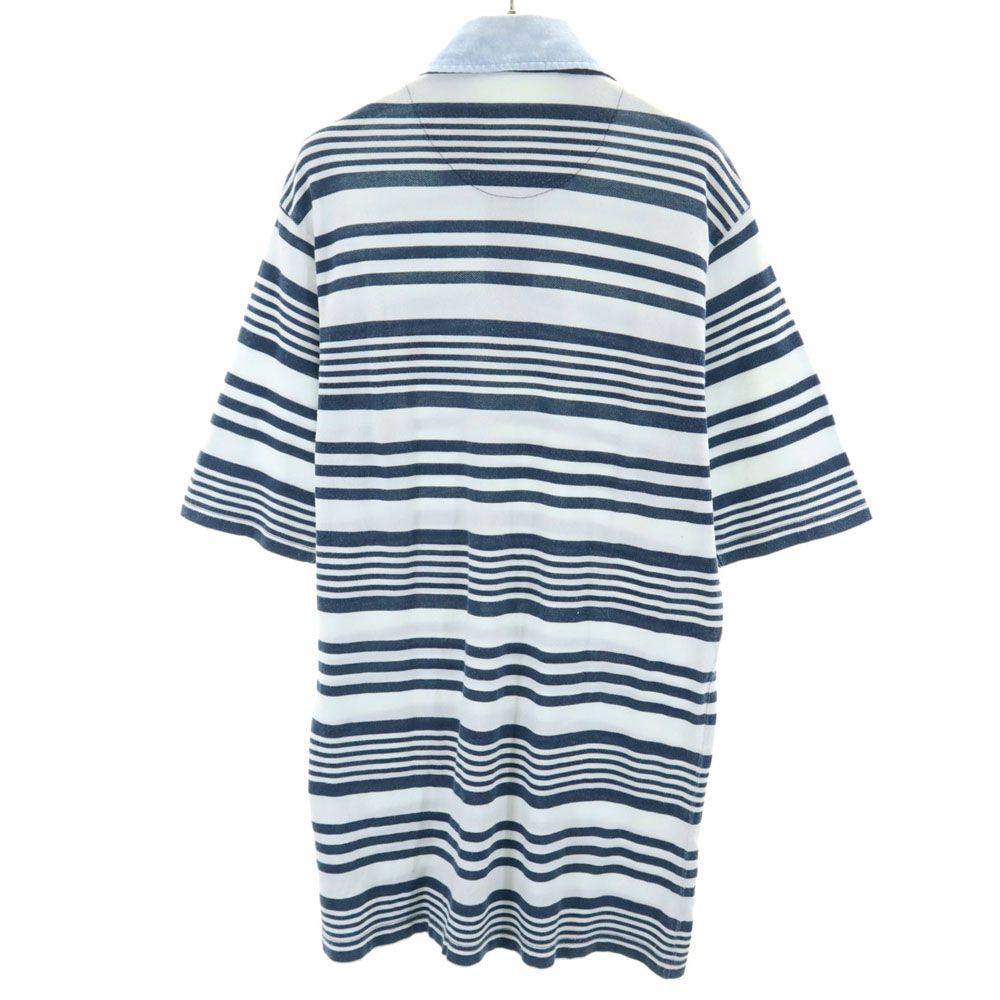 Burberrys バーバリーズ 90s 英国製 オールド ボーダー 半袖 ポロシャツ S ブルー系 鹿の子 メンズ