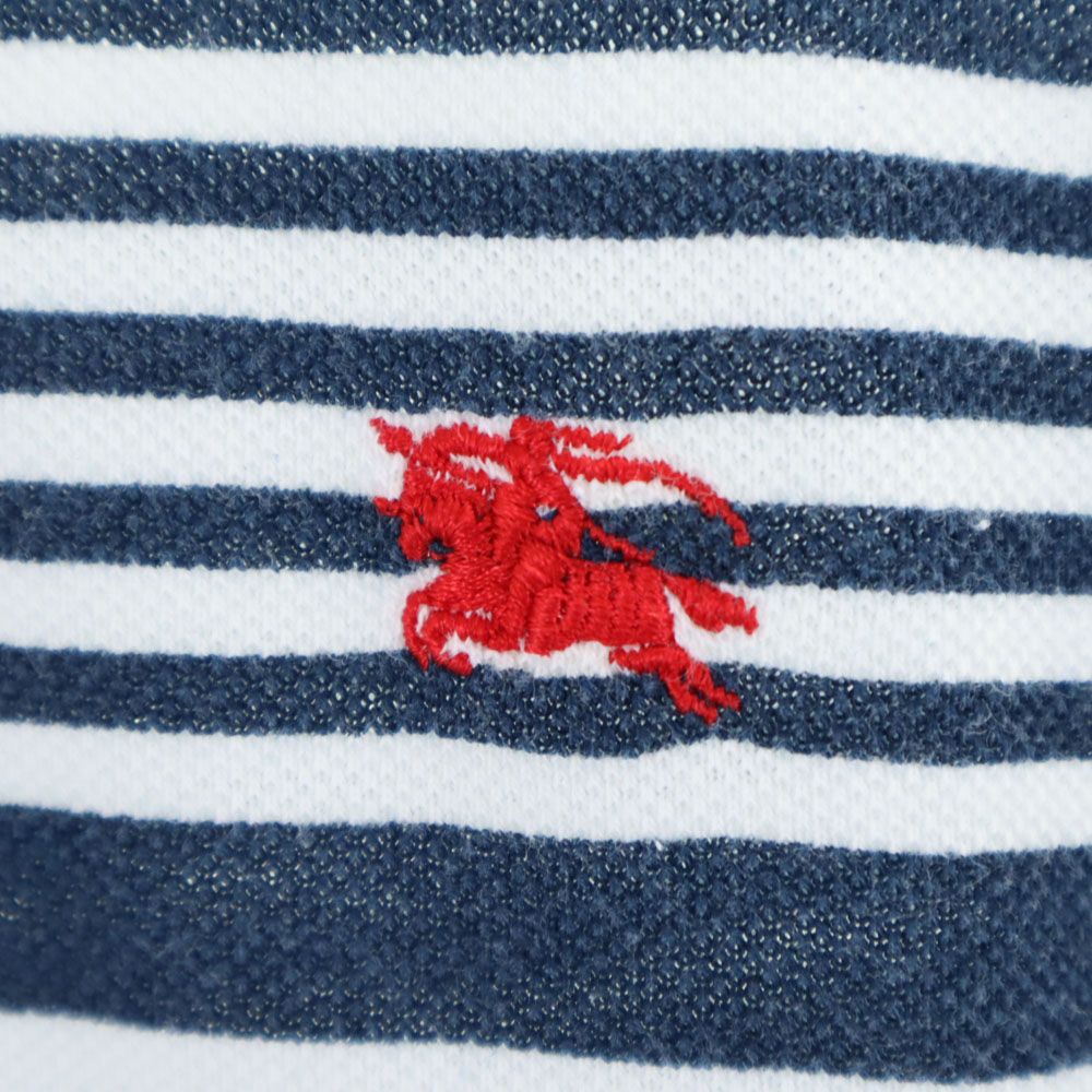 Burberrys バーバリーズ 90s 英国製 オールド ボーダー 半袖 ポロシャツ S ブルー系 鹿の子 メンズ