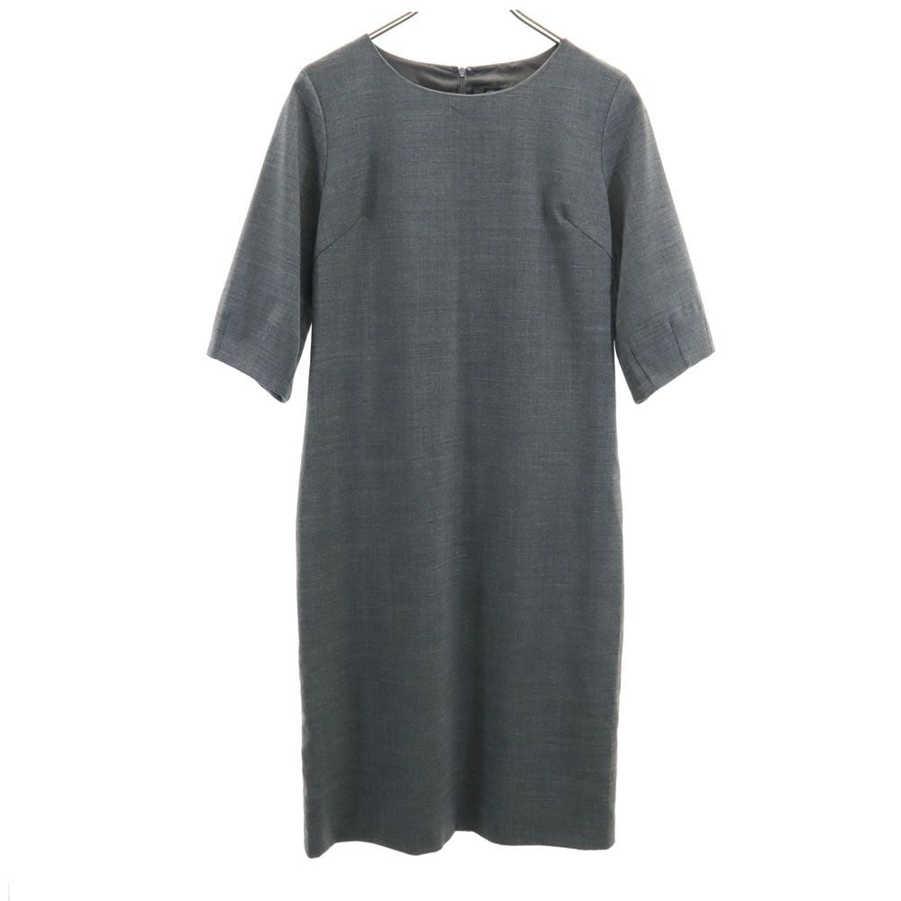 GIORGIO ARMANI ジョルジオアルマーニ イタリア製 5分袖 膝丈ワンピース グレー レディース