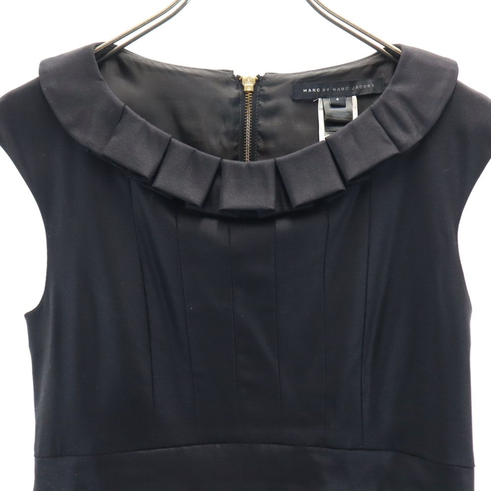 MARC BY MARC JACOBS マークバイマークジェイコブス ウールブレンド ノースリーブ 膝丈ワンピース 4 黒 レディース