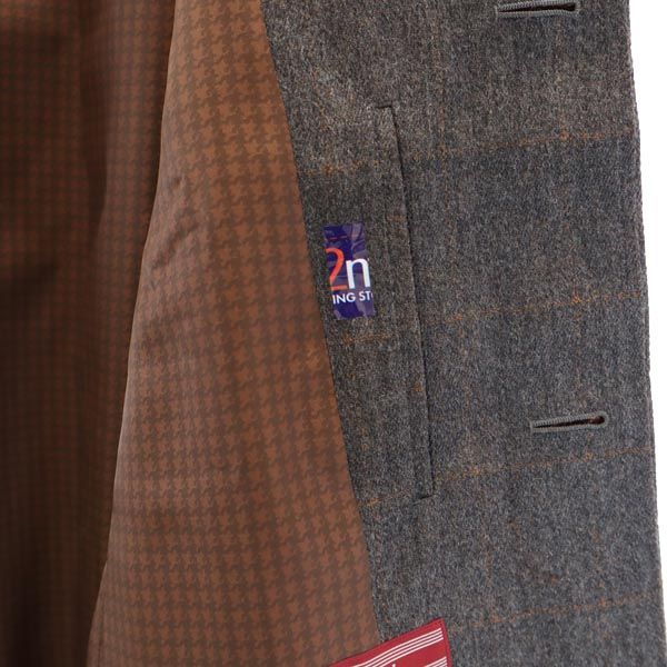 Durban ダーバン ウール チェック柄 ステンカラーコート 92A5 茶系 メンズ