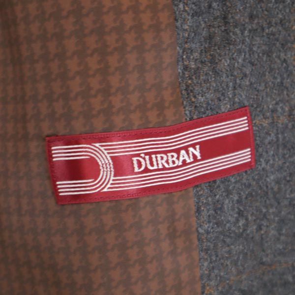 Durban ダーバン ウール チェック柄 ステンカラーコート 92A5 茶系 メンズ