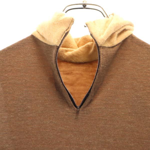 BALENCIAGA バレンシアガ フランス製 ウールブレンド 長袖 ワンピース 38 茶系 レディース