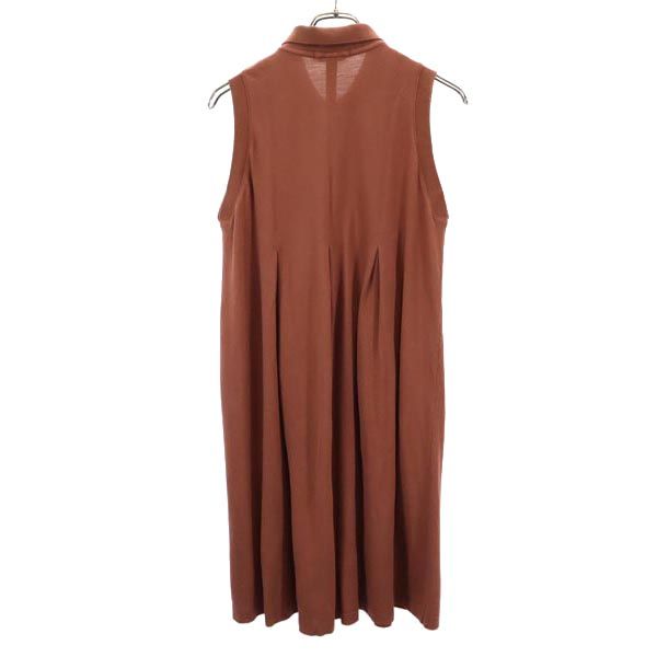 LACOSTE ラコステ 日本製 ノースリーブ ワンピース 38 茶 レディース