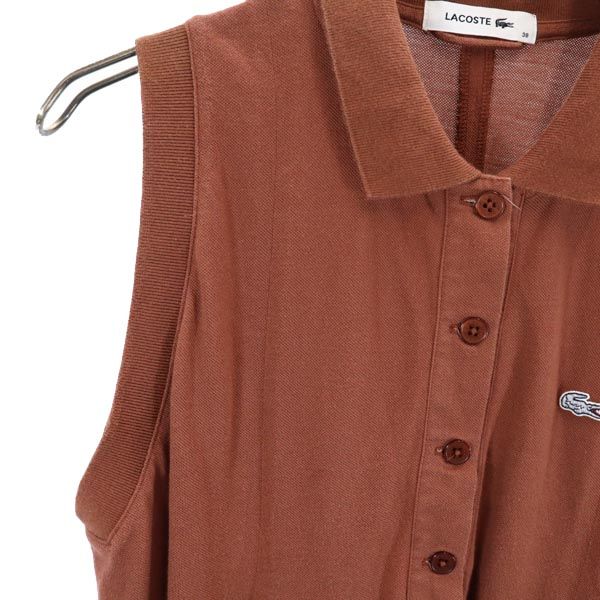 LACOSTE ラコステ 日本製 ノースリーブ ワンピース 38 茶 レディース
