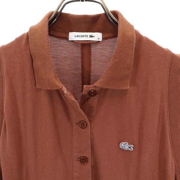 LACOSTE ラコステ 日本製 ノースリーブ ワンピース 38 茶 レディース