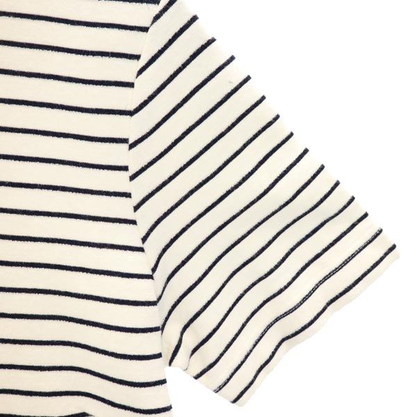 LACOSTE ラコステ ボーダー柄 半袖 Vネック ワンピース 40 白×黒 レディース