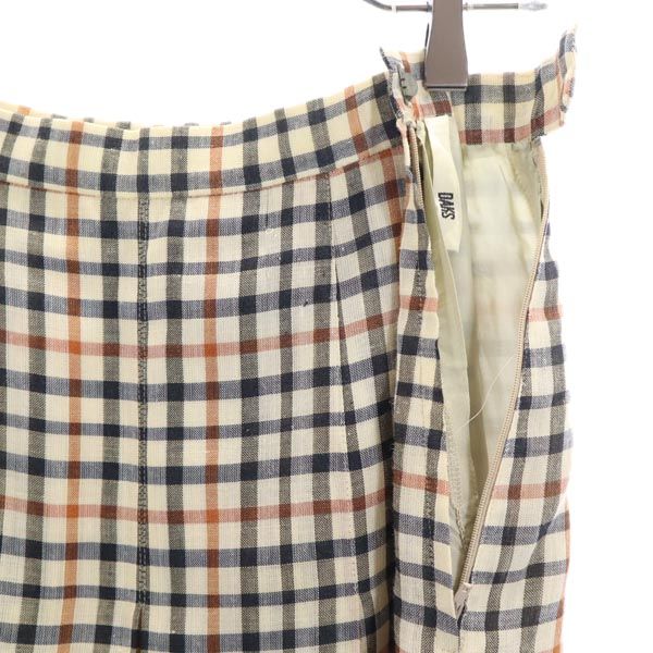 DAKS ダックス チェック ミディ丈 プリーツスカート 66-92 ベージュ系 サイドジップ レディース