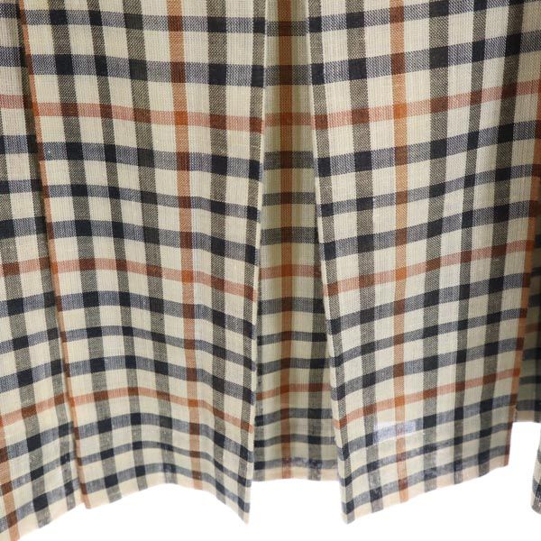 DAKS ダックス チェック ミディ丈 プリーツスカート 66-92 ベージュ系 サイドジップ レディース