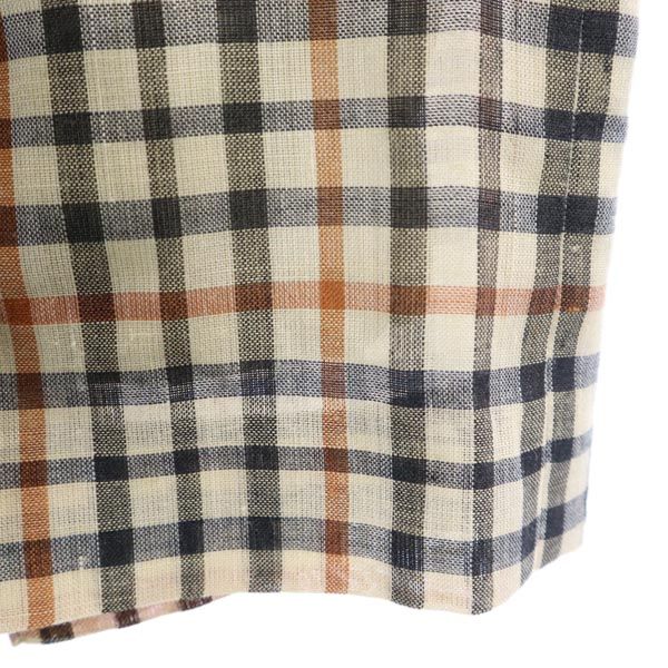 DAKS ダックス チェック ミディ丈 プリーツスカート 66-92 ベージュ系 サイドジップ レディース