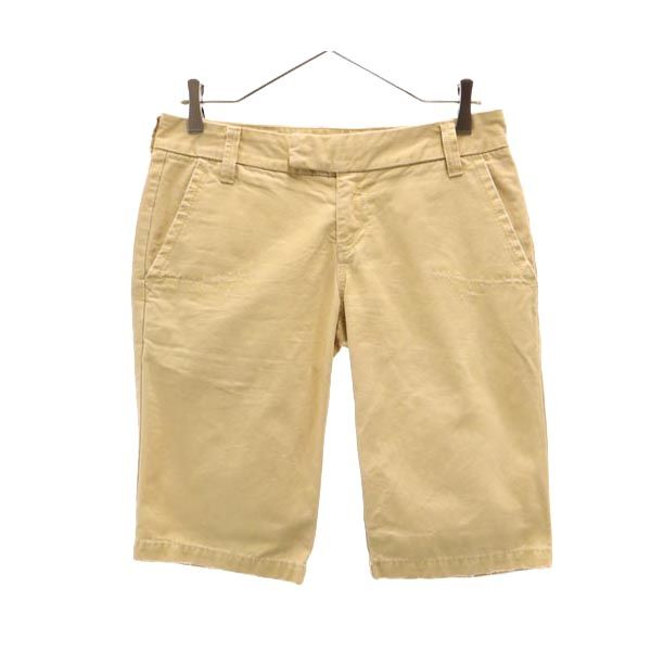 55DSL フィフティーファイブディーエスエル ダメージ加工 ショートパンツ w27 カーキ系 ロゴ レディース