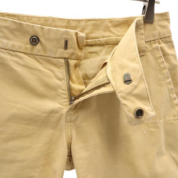 55DSL フィフティーファイブディーエスエル ダメージ加工 ショートパンツ w27 カーキ系 ロゴ レディース