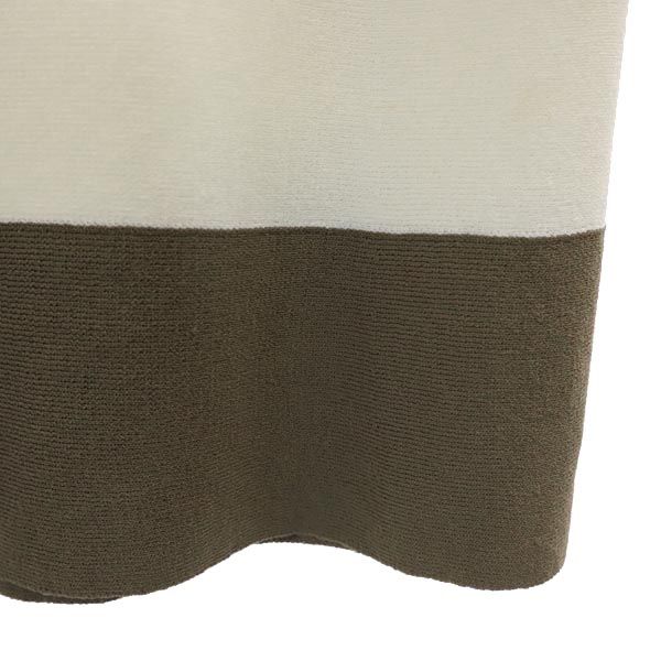 BLUE LABEL CRESTBRIDGE ブルーレーベルクレストブリッジ ボーダー 三陽商会 ミディ丈 スカート 38 ホワイト×カーキ ウエストゴム レディース