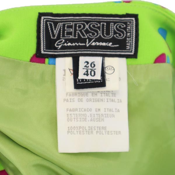 Versus ヴェルサス 総柄 イタリア製 ミニスカート 26/40 グリーン系 レディース