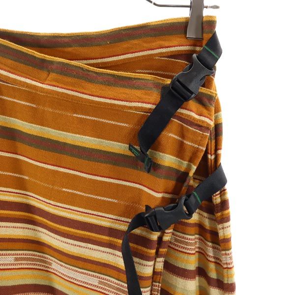 WILDTHINGS ワイルドシングス ボーダー ミモレ丈 ラップスカート ONE ブラウン系 ロゴ レディース