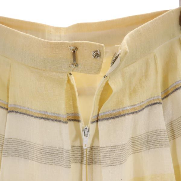 ダックス リネン100% チェック柄 ミディ丈 スカート 69-94 イエロー系 DAKS レディース