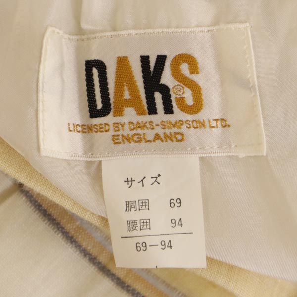 ダックス リネン100% チェック柄 ミディ丈 スカート 69-94 イエロー系 DAKS レディース