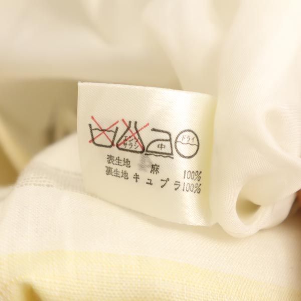 ダックス リネン100% チェック柄 ミディ丈 スカート 69-94 イエロー系 DAKS レディース