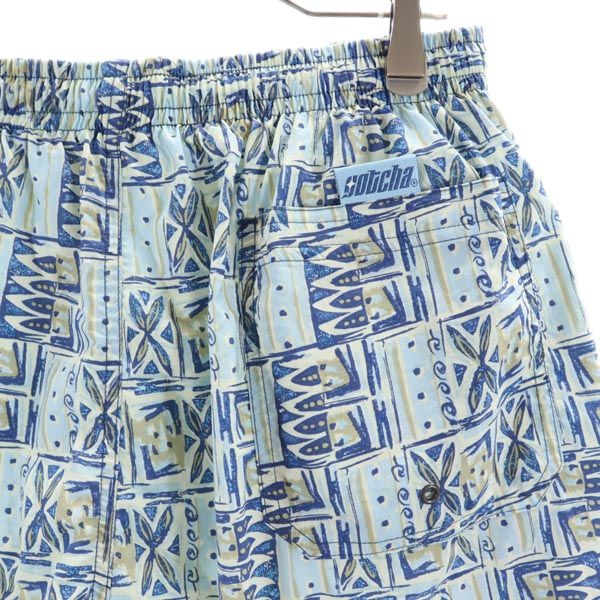 GOTCHA ガッチャ 90s オールド 総柄 スイム パンツ L ブルー系 水着 インナーパンツ ウエストゴム メンズ