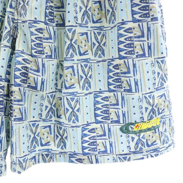 GOTCHA ガッチャ 90s オールド 総柄 スイム パンツ L ブルー系 水着 インナーパンツ ウエストゴム メンズ