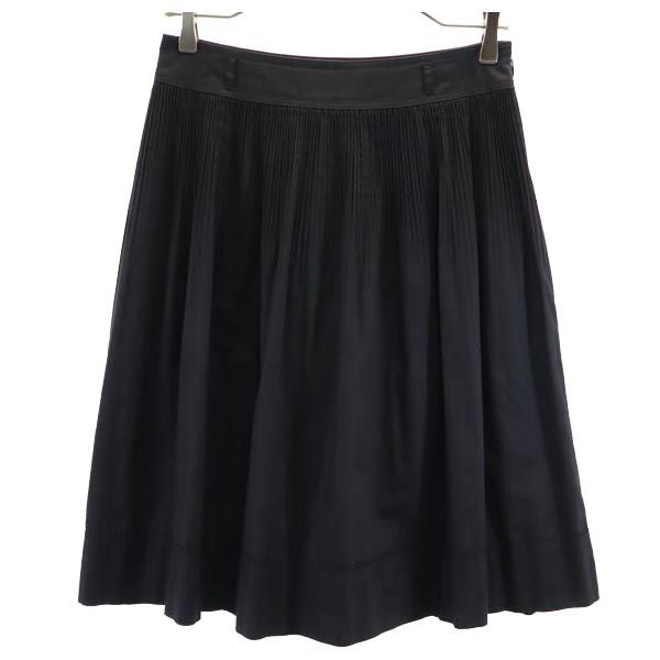 BURBERRY バーバリー ミディ丈 プリーツスカート 36 ブラック サイドジップ レディース