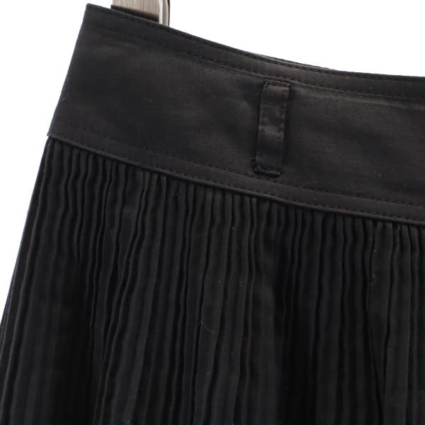 BURBERRY バーバリー ミディ丈 プリーツスカート 36 ブラック サイドジップ レディース