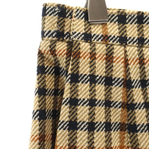 DAKS ダックス チェック柄 ミディ丈 ラップ プリーツスカート 63-90 ブラウン系 レディース