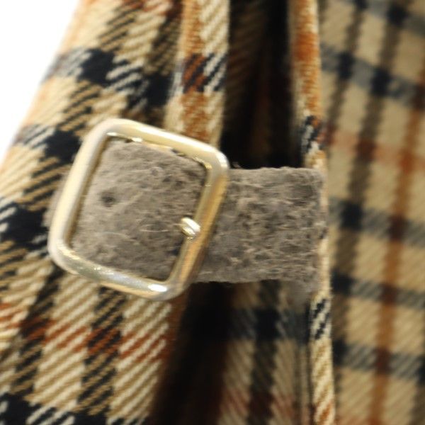 DAKS ダックス チェック柄 ミディ丈 ラップ プリーツスカート 63-90 ブラウン系 レディース