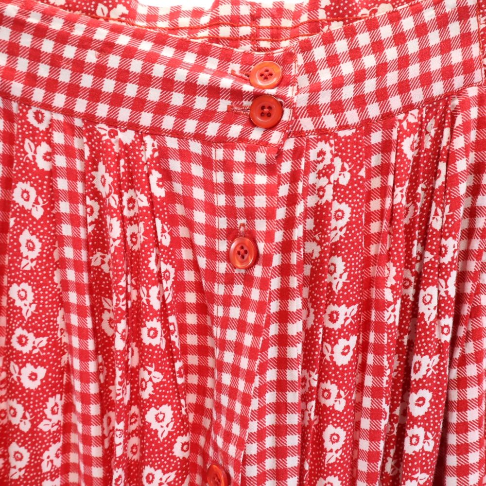 NewLook ニュールック 90s オールド ロング丈 フレアスカート M レッド系 レディース