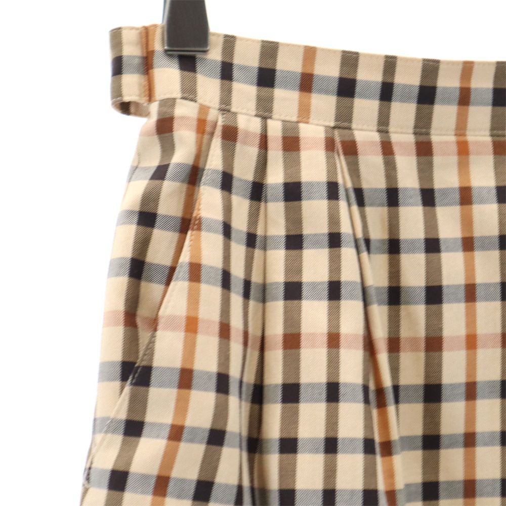 ダックス チェック柄 ミディ丈 タイトスカート 66-92 ブラウン系 DAKS レディース