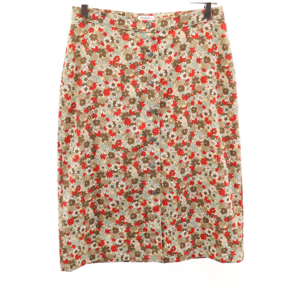 MAX&CO マックスアンドコー イタリア製 花柄 ミディ丈 タイトスカート 42 ベージュ系 ACTIVE レディース