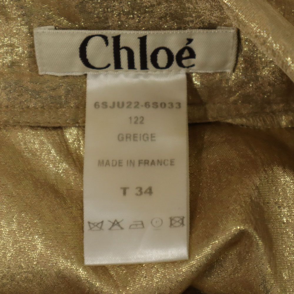 Chloe クロエ フランス製 シルクブレンド ミニスカート T34 ゴールド レディース