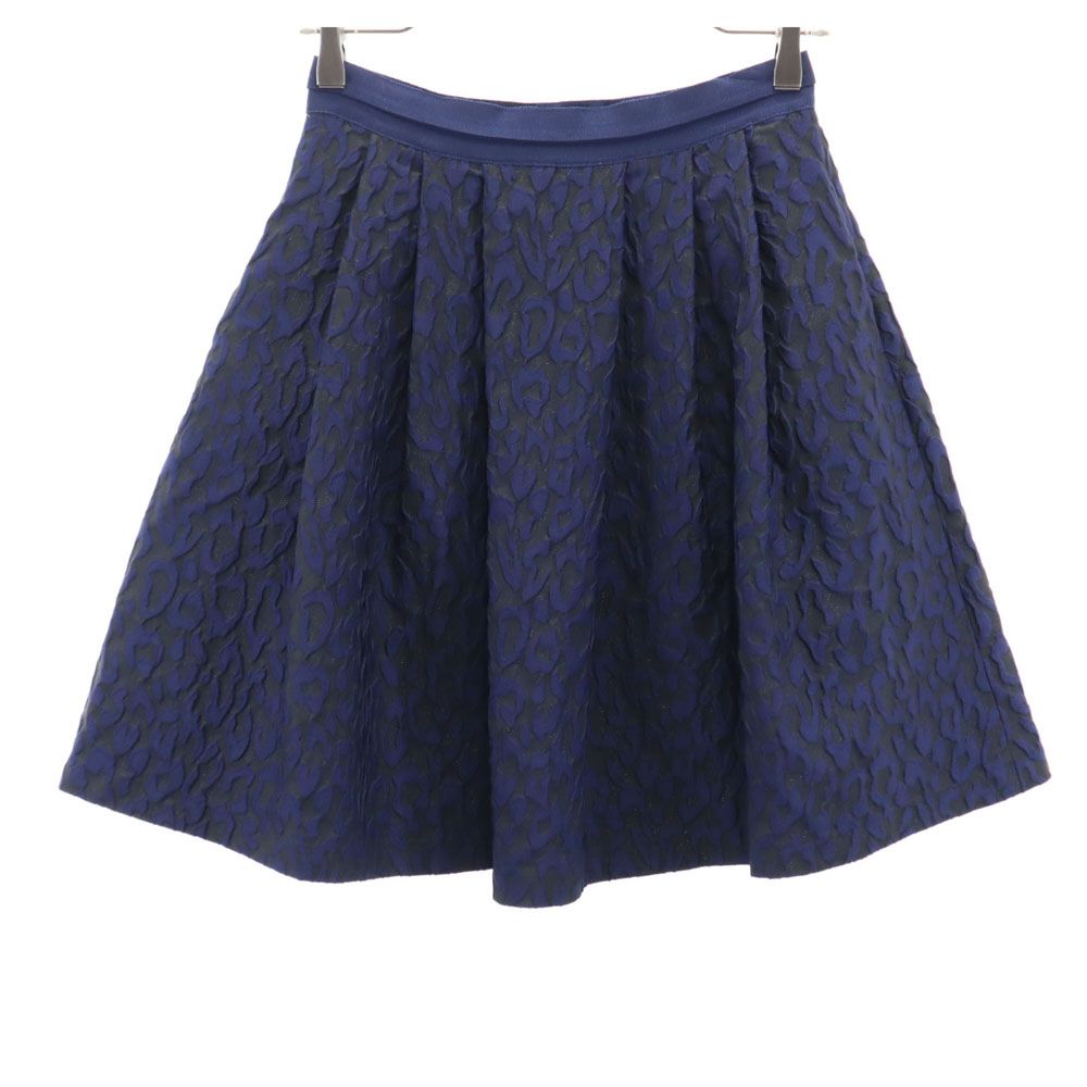 LANVIN en Bleu ランバンオンブルー 総柄 ミニ丈 フレアスカート 36 ネイビー系 レディース