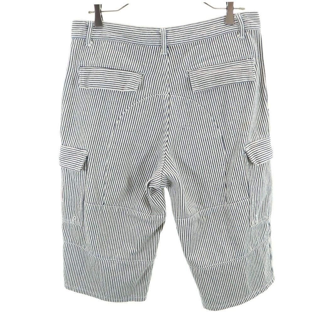 インターフェイス ストライプ柄 ヒッコリーデニム カーゴショートパンツ L ホワイト系 interface メンズ