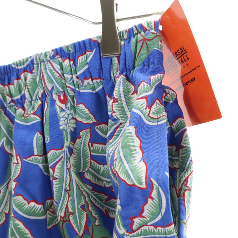 未使用 ユニバーサルオーバーオール 総柄 ショートパンツ M ブルー UNIVERSAL OVERALL ウエストゴム タグ付き メンズ