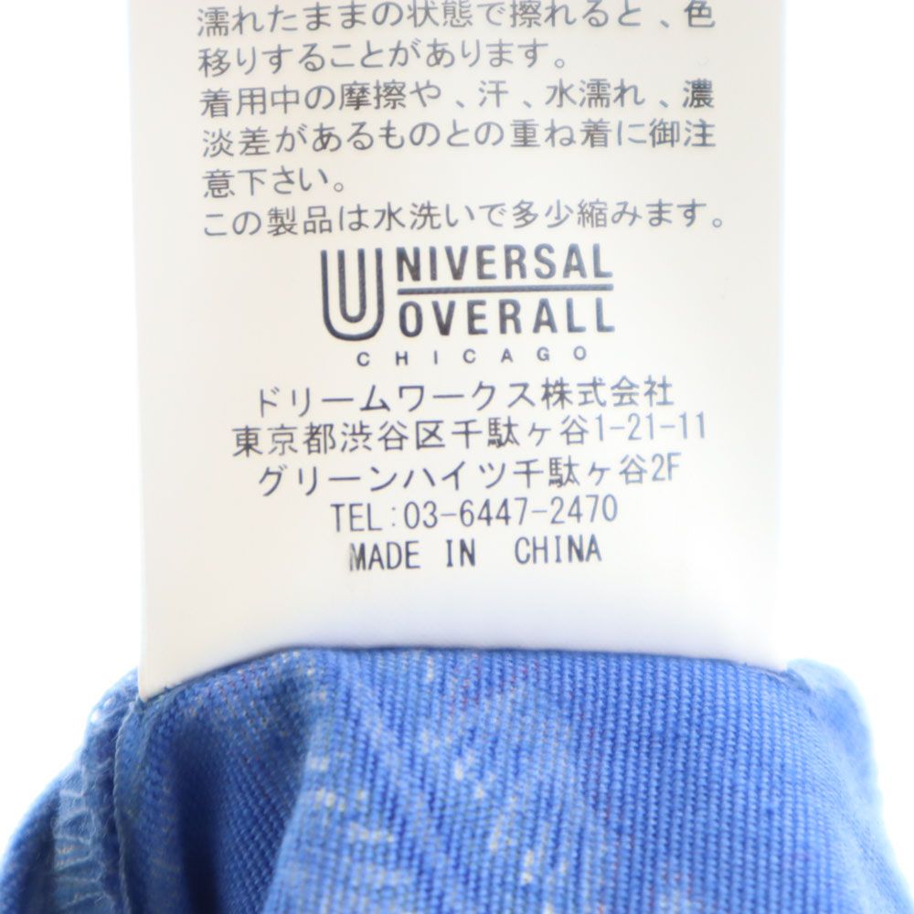未使用 ユニバーサルオーバーオール 総柄 ショートパンツ M ブルー UNIVERSAL OVERALL ウエストゴム タグ付き メンズ