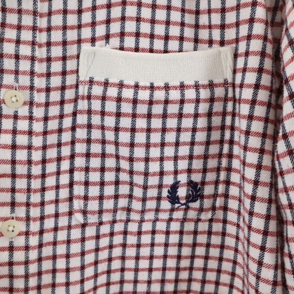 FRED PERRY フレッドペリー 格子柄 長袖 シャツ S 赤×白×黒 メンズ